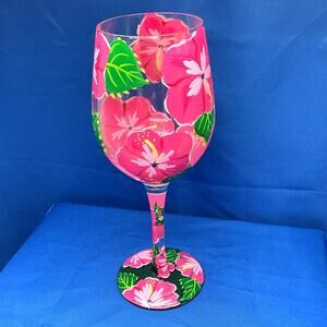 Lolita Hibiscus collectable hand painted wine glasses